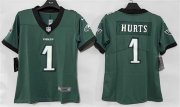 Women's Philadelphia Eagles #1 Jalen Hurts Green New Vapor Untouchable Limited Football Stitched Jersey(Run Small) Cheap Wholesale