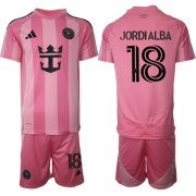 Cheap Men's Inter Miami CF #18 Jordi Alba 25-26 Pink Home Soccer Jersey Suit