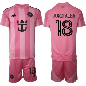 Cheap Men\'s Inter Miami CF #18 Jordi Alba 25-26 Pink Home Soccer Jersey Suit