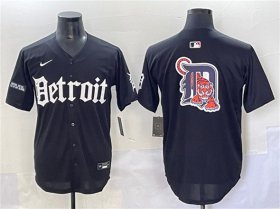 Cheap Men\'s Detroit Tigers Team Big Logo Black\'Motor Gothic Edition\' Vapor Premier Limited Stitched Baseball Jersey