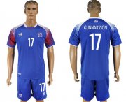 Wholesale Cheap Iceland #17 Gunnarsson Home Soccer Country Jersey