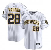 Men's Milwaukee Brewers #28 Andrew Vaughn White Alternate Limited Stitched Baseball Jersey Cheap Wholesale