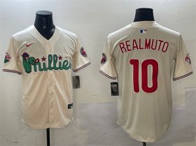 Men\'s Philadelphia Phillies #10 J.T. Realmuto Cream Phanatic Limited Stitched Jersey Cheap