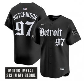 Cheap Men\'s Detroit Lions #97 Aidan Hutchinson Black \'Motor Gothic Edition\' Vapor Premier Limited Stitched Jersey