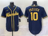 Cheap Men's Milwaukee Brewers #10 Sal Frelick Navy Cool Base Stitched Jersey