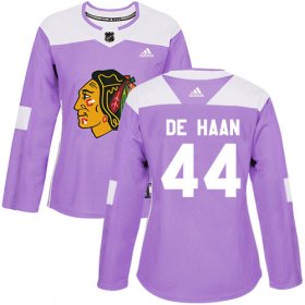 Wholesale Cheap Adidas Blackhawks #44 Calvin De Haan Purple Authentic Fights Cancer Women\'s Stitched NHL Jersey