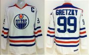 Wholesale Cheap Oilers Wayne Gretzky #99 Stitched White CCM Throwback NHL Jersey