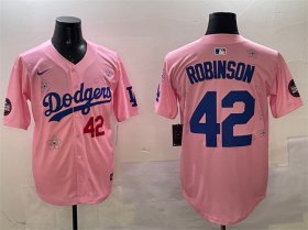Men\'s Los Angeles Dodgers #42 Jackie Robinson Pink 2025 Tokyo Series Limited Stitched Baseball Jersey Cheap