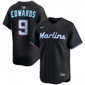 Men\'s Miami Marlins #9 Xavier Edwards Black 2024 Alternate Limited Stitched Baseball Jersey
