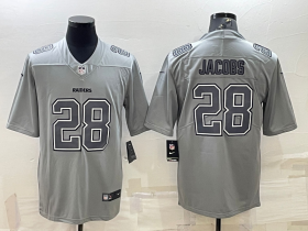 Wholesale Cheap Men\'s Las Vegas Raiders #28 Josh Jacobs Grey Atmosphere Fashion Stitched Jersey