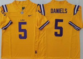 Men\'s LSU Tigers #5 Jayden Daniels Yellow F.U.S.E. Stitched Jersey
