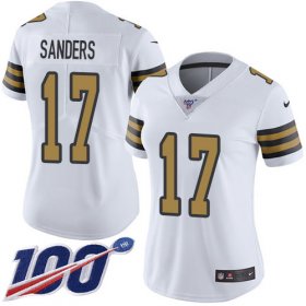 Wholesale Cheap Nike Saints #17 Emmanuel Sanders White Women\'s Stitched NFL Limited Rush 100th Season Jersey