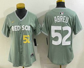 Women\'s Boston Red Sox #52 Wilyer Abreu Light Green 2025 City Connect Player Name Limited Jersey