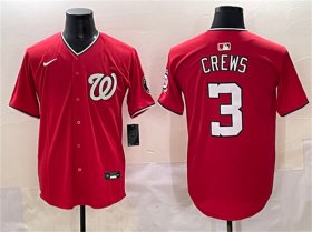 Men\'s Washington Nationals #3 Dylan Crews Red Limited Stitched Baseball Jersey Cheap