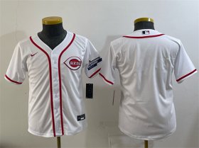 Youth Cincinnati Reds Blank White 2025 Speedway Classic Stitched Baseball Jersey Cheap Wholesale