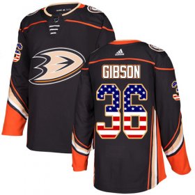 Wholesale Cheap Adidas Ducks #36 John Gibson Black Home Authentic USA Flag Youth Stitched NHL Jersey