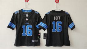 Cheap Women\'s Detroit Lions #16 Jared Goff Black Vapor Football Stitched Jersey(Run Smaller)