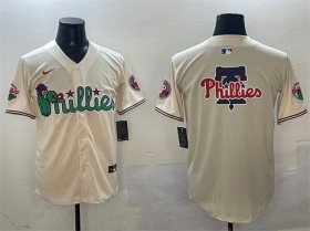 Men\'s Philadelphia Phillies Team Big Logo Cream Phanatic Limited Stitched Jersey Cheap