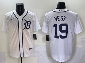 Cheap Men\'s Detroit Tigers #19 Will Vest White Cool Base Stitched Baseball Jersey