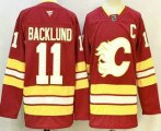 Cheap Men's Calgary Flames #11 Mikael Backlund Red Authentic Jersey