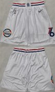 Cheap Mens Philadelphia 76ers White Shorts (Run Small)