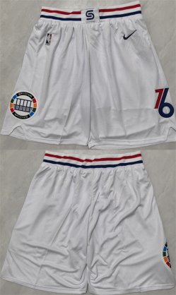 Cheap Mens Philadelphia 76ers White Shorts (Run Small)