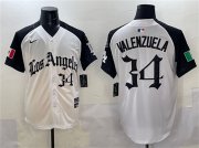 Cheap Men's Los Angeles Dodgers #34 Fernando Valenzuela White Black Mexico 2025 LA Gothic Style With Fernando Patch Vapor Premier Limited Stitched Baseball Jersey