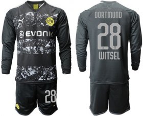 Wholesale Cheap Dortmund #28 Witsel Away Long Sleeves Soccer Club Jersey