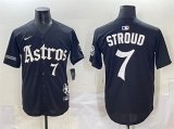 Cheap Men's Houston Astros #7 C.J. Stroud Black Gothic 'Houston Born Barrio Raised' Limited Stitched Baseball Jersey