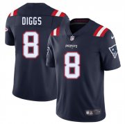 Cheap Men's New England Patriots #8 Stefon Diggs Navy 2025 Vapor Limited Football Stitched Jersey