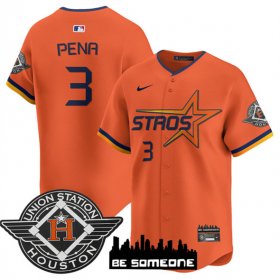Men\'s Houston Astros #3 Jeremy Pena Orange 2025 City Connect Limited Stitched Baseball Jersey Cheap