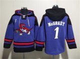 Men's Toronto Raptors #1 Tracy McGrady Purple Lace-Up Pullover Hoodie Cheap