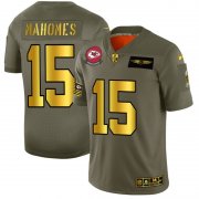 Wholesale Cheap Kansas City Chiefs #15 Patrick Mahomes NFL Men's Nike Olive Gold 2019 Salute to Service Limited Jersey