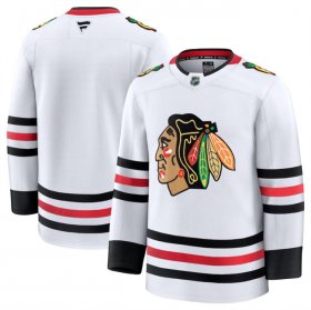 Men\'s Chicago Blackhawks Blank White 2024-25 Away Stitched Hockey Jersey