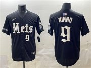Men's New York Mets #9 Brandon Nimmo Black 'Gotham Gothic Edition' Vapor Premier Limited Stitched Baseball Jersey Cheap Wholesale