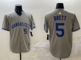 Men's Kansas City Royals #5 George Brett Gray 2024 Away Limited Stitched Baseball Jersey Cheap