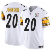 Cheap Men's Pittsburgh Steelers #20 Kaleb Johnson White 2025 Draft F.U.S.E. Vapor Limited Football Stitched Jersey