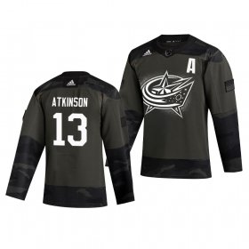 Wholesale Cheap Columbus Blue Jackets #13 Cam Atkinson Adidas 2019 Veterans Day Men\'s Authentic Practice NHL Jersey Camo