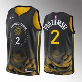 Wholesale Cheap Men\'s Golden State Warriors #2 Brandin Podziemski Black 2023 Draft City Edition Swingman Stitched Basketball Jersey
