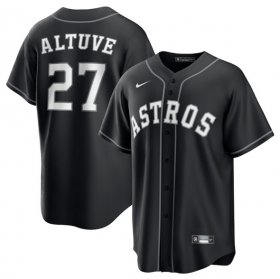 Men\'s Houston Astros #27 Jose Altuve Black Lights Out Limited Stitched Baseball Jersey