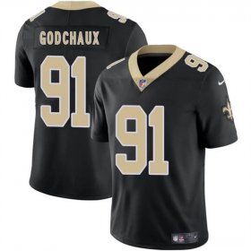 Men\'s New Orleans Saints #91 Davon Godchaux Black 2025 Vapor Limited Football Stitched Jersey Cheap