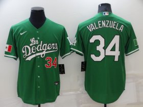 Wholesale Cheap Men\'s Los Angeles Dodgers #34 Fernando Valenzuela Green With Los 2021 Mexican Heritage Stitched Baseball Jersey