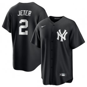 Men\'s New York Yankees #2 Derek Jeter Black Lights Out Limited Stitched Baseball Jersey