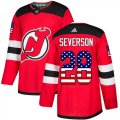 Wholesale Cheap Adidas Devils #28 Damon Severson Red Home Authentic USA Flag Stitched NHL Jersey