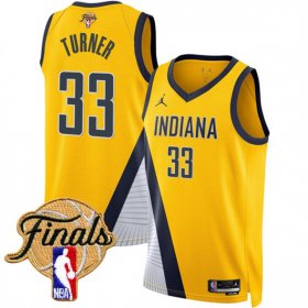 Men\'s Indiana Pacers #33 Myles Turner Yellow 2025 Finals Statement Edition Stitched Basketball Jersey Cheap