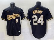 Cheap Men's Los Angeles Dodgers Front #8 Back #24 Kobe Bryant Black Gold Limited Stitched Baseball Jersey