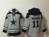 Cheap Men's Dallas Cowboys #11 Micah Parsons Gray Ageless Must-Have Lace-Up Pullover Hoodie