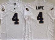 Cheap Men's Notre Dame Fighting Irish #4 Jeremiyah Love White 2024 F.U.S.E. Limited Stitched Jersey