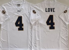Cheap Men\'s Notre Dame Fighting Irish #4 Jeremiyah Love White 2024 F.U.S.E. Limited Stitched Jersey