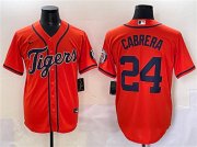 Men's Detroit Tigers #24 Miguel Cabrera Orange With Patch Cool Base Stitched Baseball Jersey Cheap